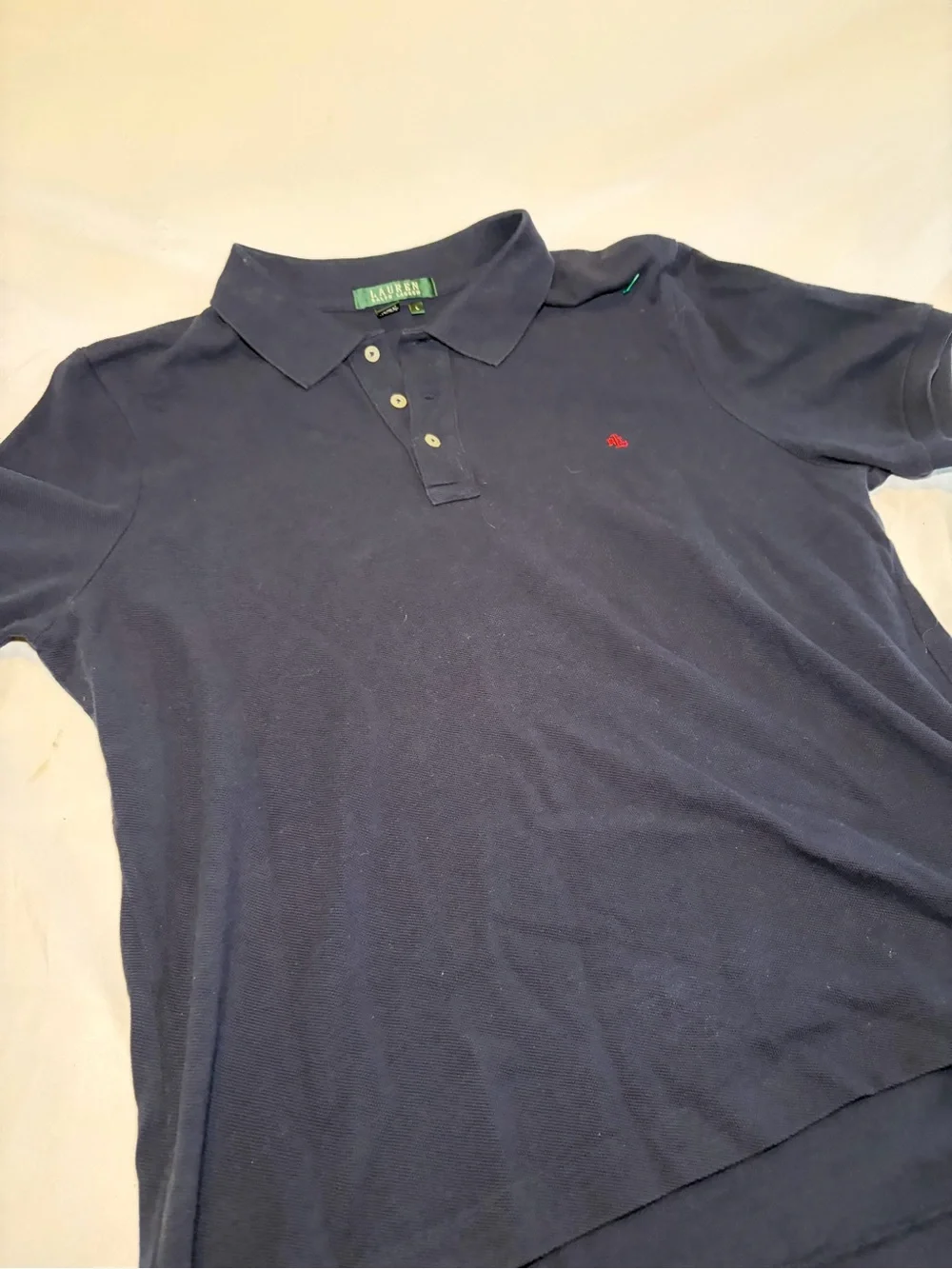 Polo by Ralph Lauren Navy Short-Sleeve Polo with Red Embroidery Size L